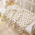 Couverture bébé douillette à motif d'ours, édredon léger en gaze de coton pour lit d'enfant et crèche. - Tête d'ours