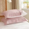Ensemble de taies d'oreiller en gaze de coton 4 couches, housse unie minimaliste. - 50*80 cm (Lot de 2) / Rose