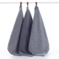 Cotton small face towel set, striped and solid design with hanging loop for daily use. - Blue Stripes