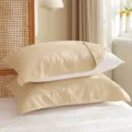 Housse de coussin en gaze de coton quatre couches uni minimaliste lot de deux pieces - 50*80 cm (Lot de 2) / Jaune