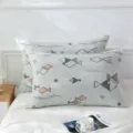 Housse d'oreiller gaze de coton triple couche style japonais, imprimé poisson doux et respirant. - 48*74cm / Vert Poisson Pixel