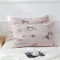 Soft cotton gauze pillowcase, Japanese style breathable pink geometric fish pillow cover - 48*74cm / Pixel Fish Pink