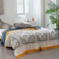 Cozy 5-layer gauze cotton blanket for summer bed breathable single double air conditioning quilt - Romantic White