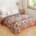 Couverture d'été en coton coloré, douce et respirante avec motif floral pour chambre. - Tournesol / 200*230cm
