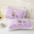 Kids cotton gauze lace pillowcase cute bear dinosaur purple variant home bedding essential - Bear Walking Dragon