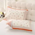 Soft cotton floral pillow cover for home bedroom, comfortable and breathable pillow towel. - Rose