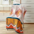Cotton gauze bath towel with boho geometric leaf print, soft absorbent beach towel. - 70*140cm / Persia