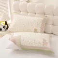 Cute cartoon bear printed cotton pillow towel for kids, soft breathable bedding variant. - Star and Moon Bear - Green