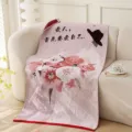 Serviette de bain en gaze de coton, 80x160cm grande serviette épaisse, motif floral rose. - Pinellia