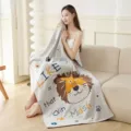 Toalla de baño de muselina de algodón gris con león, toalla de playa suave y absorbente. - Caballero león