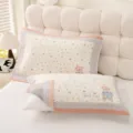 Cute cotton pillow towel with star pattern and bear design, soft and comfortable for kids. - Star & Moon Bear Orange