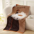 Serviette de bain gaze quatre couches marron art imprimé coton grand format couverture - Style Cherish