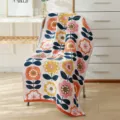 Cotton gauze bath towel with retro floral pattern, soft and absorbent daily shower blanket. - 70*140cm / Flower