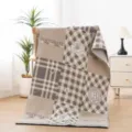 Katoenen gebreide deken multifunctionele ruitjes badhanddoek zacht warm gezellig dagelijks - Modewerk grijs / 70*140cm