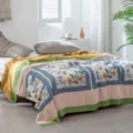 5-layer gauze cotton summer blanket, breathable single double air conditioning quilt cozy. - Romantic Pink
