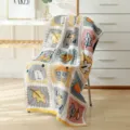 Telo bagno in garza di cotone con simpatici motivi di cartoni animati, coperta. - 70*140cm / Orso con Testa Grigia