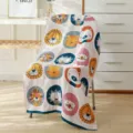 Carino telo bagno in cotone garzato a 4 strati con stampa animale, morbido e assorbente. - 70*140cm / Leone con testa grande