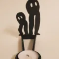 Funny shadow stand tealight candle holder desktop decoration for Halloween holiday party decor - Letter H