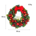 40cm Weihnachtskranz mit roter Schleife und Kugeln, künstlicher Tannenkranz für Tür und Wand. - Roter Ball Tannennadel Kranz / 40CM