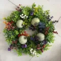 Künstlicher Herbst Weihnachts-Türkranz mit grünen Blättern Kürbissen Beeren für Deko. - Eukalyptus Kürbis Kranz / 30x30cm