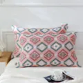 Japanese style pure cotton gauze pillowcase, breathable soft geometric floral pillow cover - 48*74cm / Cherry Blossom Orange