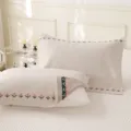 Housse de coussin en lin coton style nordique broderie florale taie lit textile maison - 52x75cm Pièce Unique / Jacinthes