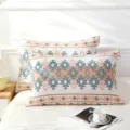 Cotton gauze pillowcase geometric ethnic style pillow cover soft breathable bedroom bedding - 48*74cm / Oracle Fish Scale Blue
