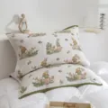 Vintage rabbit printed cotton gauze pillowcase, soft breathable bedding pillow cover for home. - Garden Rabbit