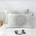 Cotton gauze pillowcase, breathable soft Japanese style pillow cover, grey mandala pattern variant. - 48*74cm / Mantela Blue