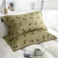 Cotton gauze pillow towel with cute cherry pattern, breathable and comfortable bed linen. - Cherry Green