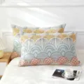 Cotton gauze pillowcase, Japanese style wave pattern, breathable soft pillow cover variant. - 48*74cm / Fan Leaf Green
