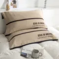 Cotton striped pillow towel soft breathable home bedroom bed linen beige pillowcase - White