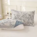Nordic style cotton linen pillow cover pair blue floral bedroom bedding home decor - Blue Flowers