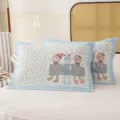 Cute cartoon gauze pillow covers pair, thick breathable cotton bed pillowcases for home dorm 2pcs. - Single Piece / Summer Quilt Bear
