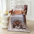 Toalla de baño de algodón estilo nórdico con estampado de jeep, suave y muy absorbente. - Viaje de Aventura