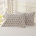 Soft quilted cotton pillowcases with blue floral print, elegant home bedding set pair. - Blue Flower Cottage