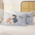 Cotton Gauze Pillowcases Blue Cute Cartoon Cat Boy Pair Soft Breathable Bedding Cover - Little Prince