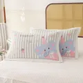 Cartoon gauze pillow cover pair, thickened striped pillow towel variant for home dorm bedroom. - Strawberry Elephant