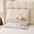 Kids cotton pillowcase cute dinosaur cartoon stripe breathable soft bedding bedroom home - House and Dinosaur