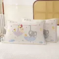 Pair of cartoon gauze pillow covers, soft quilted twin pillow towels for bedroom home use. - Umbrella Bunny
