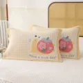 Cute cotton gauze cartoon checkered pillow cover pair for bedroom home textile use - Mangosteen Snail