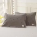 Dark grey pure cotton star patterned pillowcase pair, soft bedroom home bed linen decor - Gray Tone Starlight
