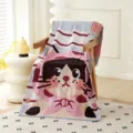 Toalla de baño de gasa de algodón con gato tierno, manta de verano suave y funda de sofá. - Gato con bufanda