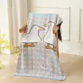 Toalla de baño de gasa de algodón con bonito diseño de pato y cuadros manta multifuncional. - Dos patos