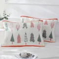 Cotton 4-layer gauze pillow cover soft breathable Christmas tree printed bedroom bedding item - Christmas Tree Green