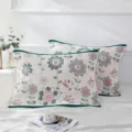 Cotton 4-layer gauze pillow cover, soft breathable floral pillowcase for home bedroom - Daisy Green