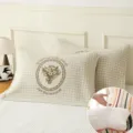 Cotton plaid pillow towel with fixing strap soft gauze bed pillow cover for home use - A Bouquet of Flowers