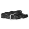 Classic black crocodile pattern women leather belt with silver pin buckle for casual daily wear - 105*1.8cm / Black
