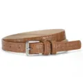 Brown crocodile pattern women's belt with silver pin buckle, casual fashion waist strap. - 105*1.8cm / Camel