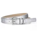 Silver Crocodile Pattern Women Belt Casual Business Pin Buckle Fashion PU Leather Strap - 105*1.8cm / Silver